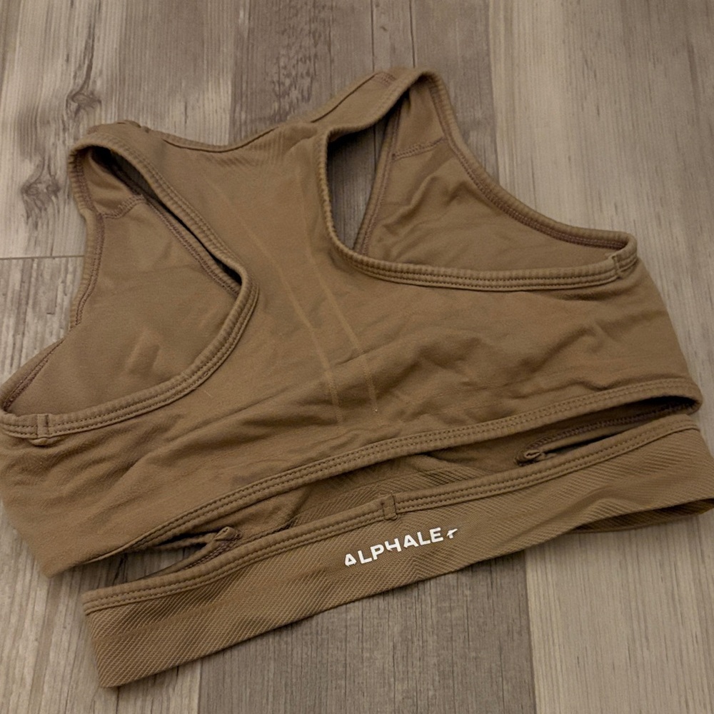 Alphalete Brown Racerback Sports Bra with Logo Band